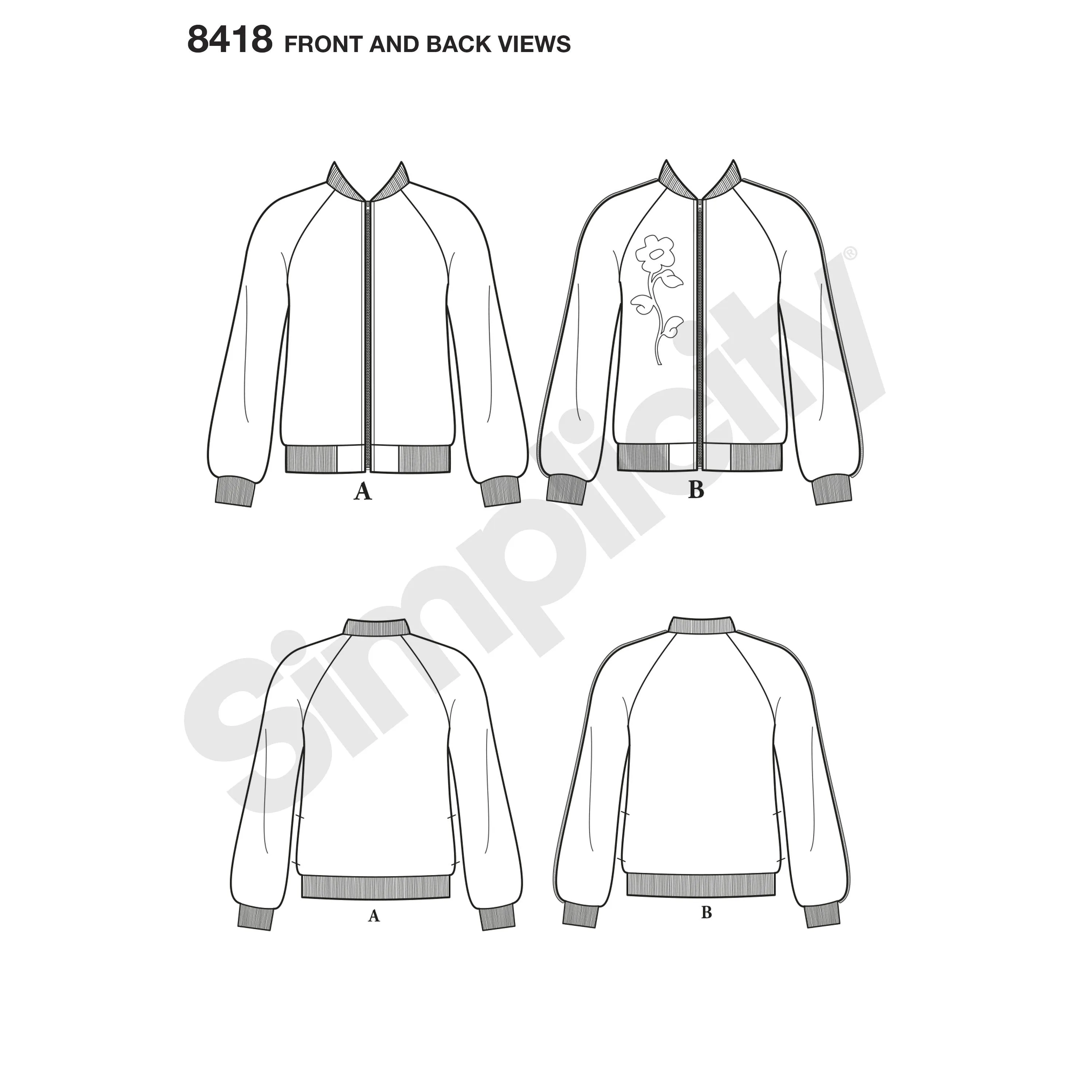 Simplicity Pattern 8418 misses lined bomber jacket