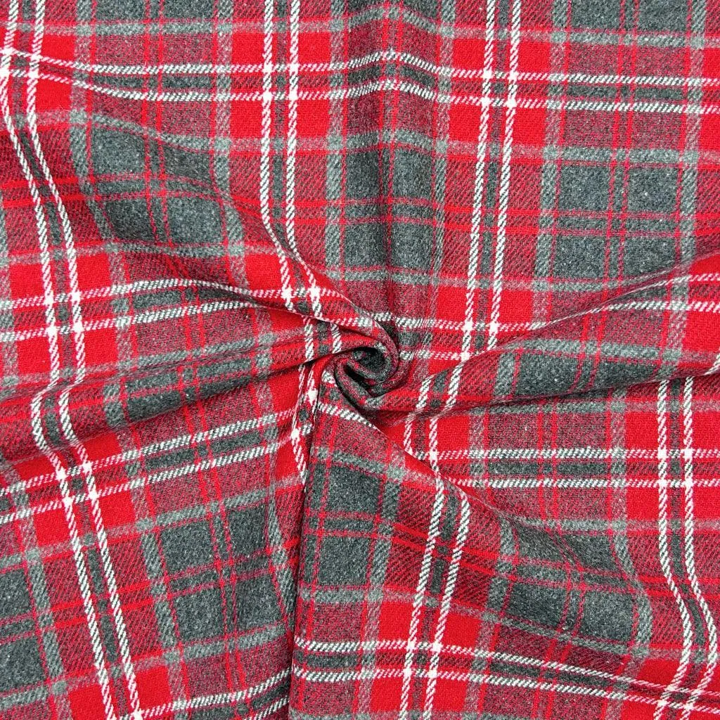 Tartan Check Wool Blend Fabric