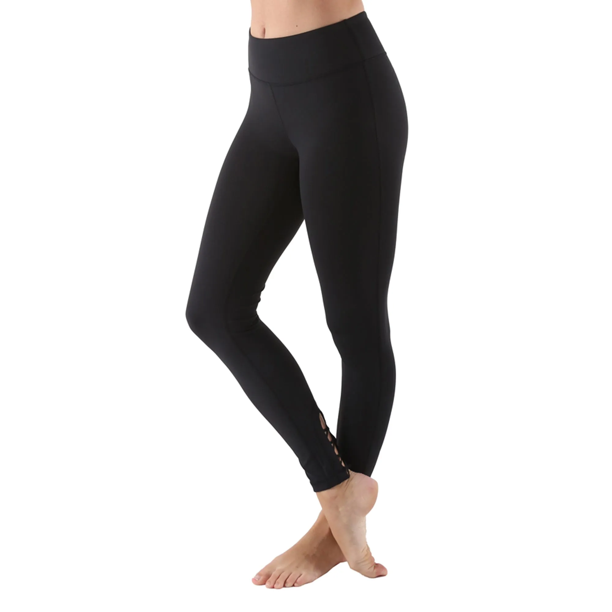 Women's Poly Active Long Yoga Compression Leggings - Black