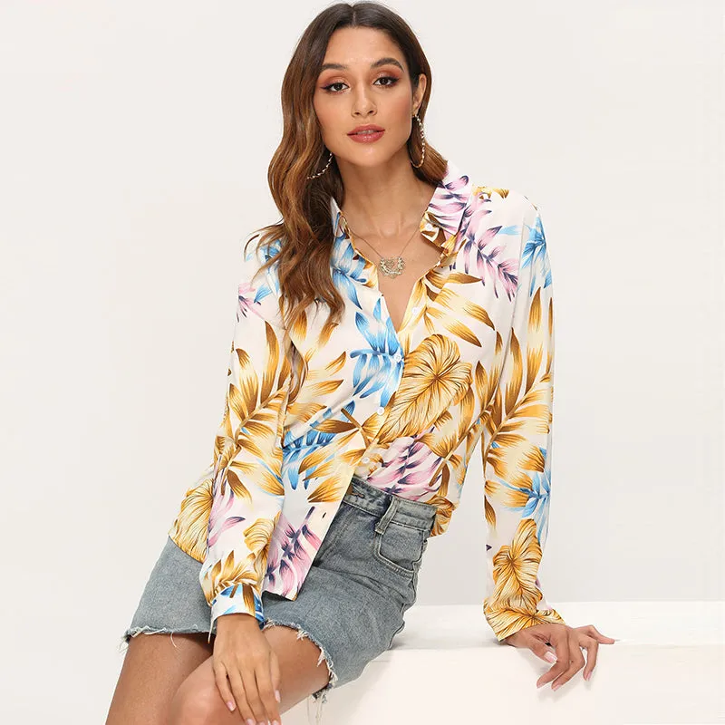 Womens Tops And Blouses Floral Print Long